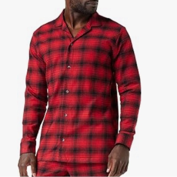 CALVIN KLEIN SLEEPWEAR  MEN’S COTTON JACKET SHADOW PLAID_EXACT RED LONG SLEEVE M - Picture 1 of 11